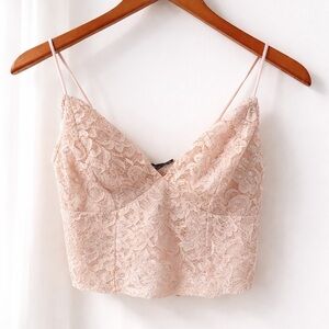 Bershka Blush Lace Sweetheart Crop Top NWT Size XS